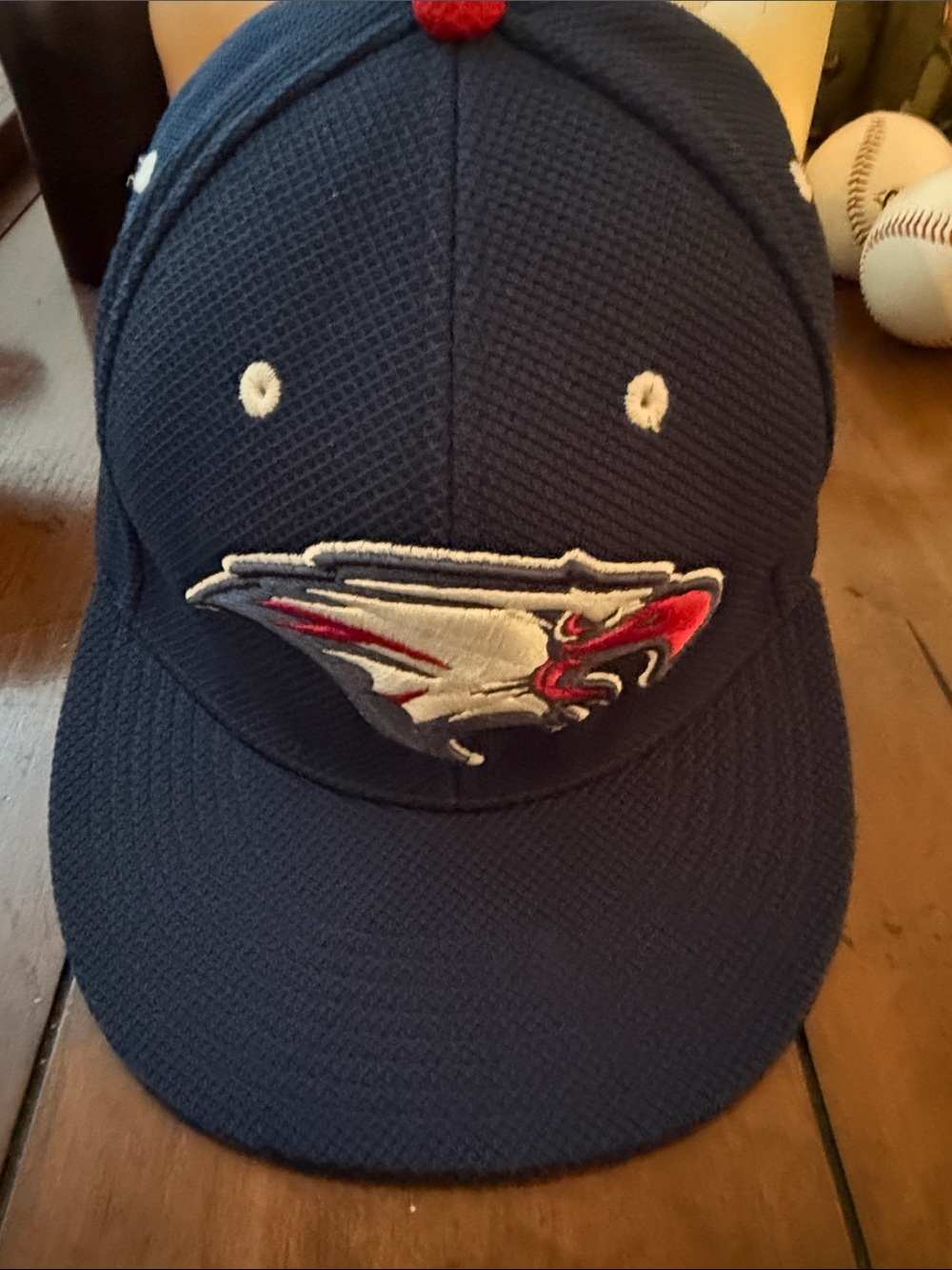 Men's Navy Blue Baseball Cap with Red & White Logo